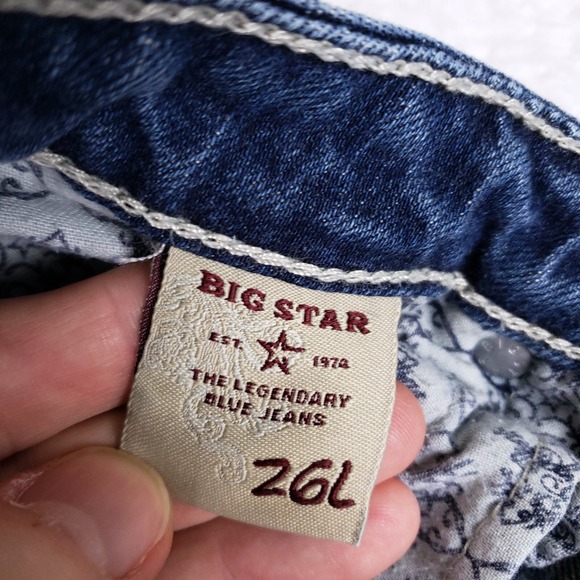 Big Star Jeans Sweet Boot Ultra Low Rise 26L Blue Embroidered Y2K Boho Chic - Picture 8 of 12